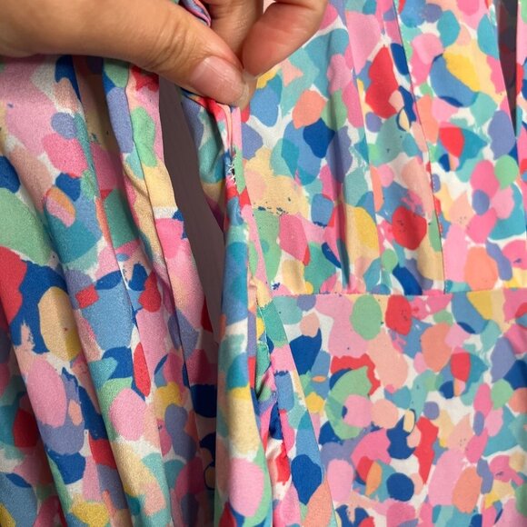 Paloma Blue Bronte Rainbow Printed Crepe Midi Dress Women's Size Small S - Picture 6 of 12